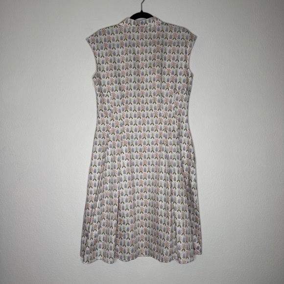 Brooks Brothers Multicolor Botanical Cotton Fit And Flare Midi Dress Size 8 - Picture 6 of 9